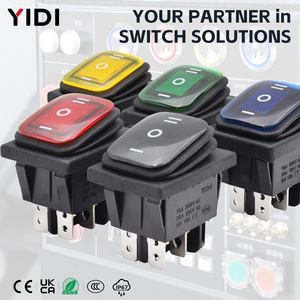 Interruptor <span class=keywords><strong>Rocker</strong></span> DPDT à Prova d'Água KCD4 de 6 Pinos e 3 Posições, Botão de Pressão On Off On 16A 250V com Luz LED 22 X 30 mm <span class=keywords><strong>12V</strong></span> 24V 110V 220V - Product Image 1