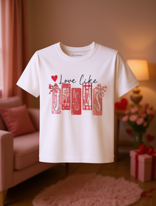 T-shirt da donna a maniche corte Love Like Jesus, girocollo, con stampa a cuore, in cotone traspirante, casual, per primavera estate - Product Image 2