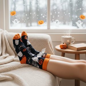Ghost Halloween <b>Socks</b> Breathable <b>Warm</b> One-Size Nylon <b>Socks</b> Seamless Disposable Design Transparent Bows Cartoons for Daily Winter - Product Image 3