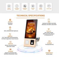 Système de commande de restaurant en libre-service avec lecteur de codes-barres tactile Windows de 23,8 pouces pour la vente au détail, kiosque de commande automatique