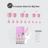 BTArtbox Faux Ongles de Pieds Courts Carrés en Gel Souple, Vente en Gros, Magnifiques Designs 3D Rose French Manucure, Ongles à Presser pour les Pieds