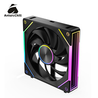 Ventilador ARGB AntarcChill Black Daisy Chain con Centro CD Halo, Espejo Lateral Modular de Encaje Rápido, Bajo Ruido, Logotipo Personalizado