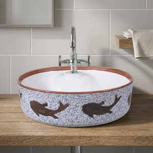 Lavabo rond en pierre décoratif pour extérieur, avec finition en porcelaine, pour usage hospitalier - Product Image 3