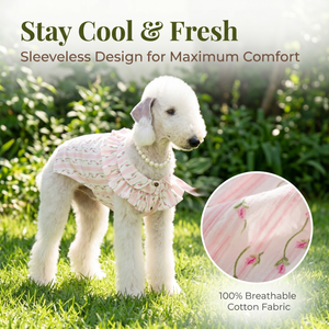 Vêtements d'été INS en pur coton pour animaux <span class=keywords><strong>de</strong></span> compagnie, chiots et petits chats, vente en gros, personnalisable OEM ODM, chemise sans manches à col volanté floral pour chien - Product Image 2