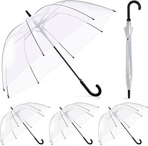 Parapluie de pluie transparent pour femme, coupe-vent, avec logo personnalisé, vente en gros, faible MOQ, usine chinoise - Product Image 4