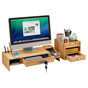 <b>Computer</b> Monitor Stand Desktop Riser With Keyboard Drawer Storage Organizer For Office <b>Desk</b> Organization Rectangle Shape - Product Image 5