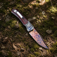 Couteau pliant tactique de poche en acier Damas de haute qualité pour l'extérieur, couteau utilitaire de camping à ouverture assistée, logo personnalisé DM054