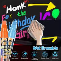 Lot de marqueurs à craie liquide néon effaçables de 10 mm pour écrire sur le verre, tableau fluorescent, vitre de voiture pour enfants