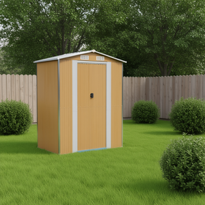 Caseta de jardín de acero galvanizado marrón claro de 75.6x42.5x87.8 pulgadas para almacenamiento - Product Image 2