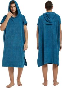 Serviette poncho de plage à capuche pour adulte, 100% coton, imprimé personnalisé, couleur unie, pour le surf - Product Image 4