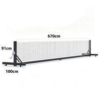 Système de filet de tennis mobile de taille standard avec roulettes, poteaux de tennis en acier de qualité professionnelle pour gymnase scolaire