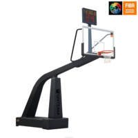 Support de basket-ball portable pour intérieur et extérieur certifié FIBA avec système de levage électrique Boîte plate à rebord réglable