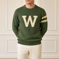 Pull en maille respirant pour homme avec logo personnalisé, col rond, motif lettres, style Old Money, idéal pour l'hiver
