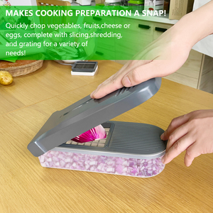 Picador de Verduras con 7 Cuchillas, Cortador de Cebolla con Recipiente, Cortador de <span class=keywords><strong>Alimentos</strong></span> y Rallador, Rebanador Mandolina - Product Image 3