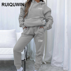 Set Wanita RUIQUWIN, Hoodie Tracksuit 2 Potong dengan Logo Custom, Ukuran Besar, Pakaian Seksi Wanita - Product Image 1
