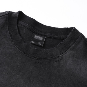 T-shirt imprimé surdimensionné pour homme, style streetwear, délavé vintage, avec <span class=keywords><strong>texte</strong></span> dégradé vertical, 300 grammes, personnalisable OEM - Product Image 4