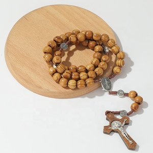 ZD-Cuentas de madera de pino hechas a mano, abalorios de madera de pino hechos a mano de fábrica, con aleación de St.<span class=keywords><strong>Benedict</strong></span> - Product Image 2