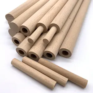 Manufacturers selling Wooden Stick with hole Wooden Dowel Rods Crafts Making Unfinished Round Hard wood Sticks Birch Beech