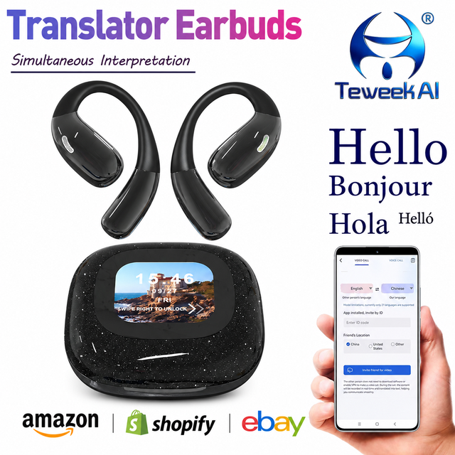 A39 AI Translation Headphones 146 Languages Real Time Two Way Instant Voice Wireless Earbuds Smart Pro