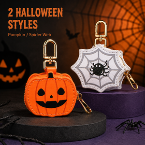 Monedero pequeño de PU con cremallera, diseño de calabaza de Halloween y telaraña, con llavero para mochila, adorno para bolso, regalos de decoración navideña - Product Image 6