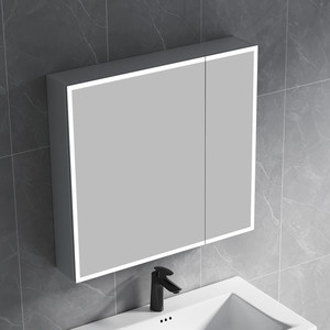 Moderno 2 puertas LED iluminado botiquín Marco de aleación de aluminio 3 años de garantía espejo para Hotel apartamento Villa vanidad pared - Product Image 1