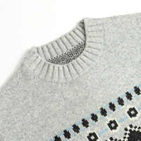 AiNear Vente en gros Logo personnalisé Design Oem & Odm Manches longues Col ras du cou Norwegian Fair Isle Jacquard Pull en tricot de laine pour hommes