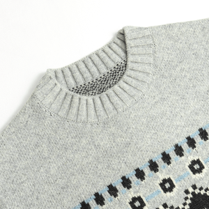 AiNear Vente en gros Logo personnalisé Design Oem & Odm Manches longues Col ras du cou Norwegian Fair Isle Jacquard Pull en tricot de laine pour hommes - Product Image 2