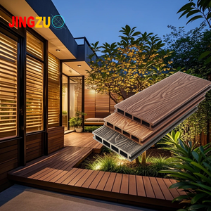 Planches de terrasse en composite solide WPC à effet bois, résistantes aux UV, avec longue garantie pour la décoration des sols de jardin - Product Image 1