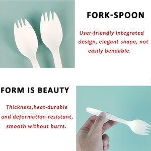 6 trong kích thước lớn tái sử dụng sporks, plastarch vật liệu (<span class=keywords><strong>PSM</strong></span>) đồ dùng, muỗng nĩa 3-trong-1 spork cho trường ăn trưa, dã ngoại, các bên - Product Image 4