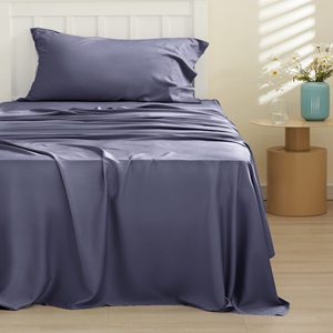 100% Bamboo Bed <strong>Sheet</strong> <strong>Set</strong> Flat <strong>Sheet</strong> Fitted <strong>Sheet</strong> <strong>Set</strong> Solid Color Smooth Soft Bedding <strong>Set</strong> Grey Color - Product Image 2