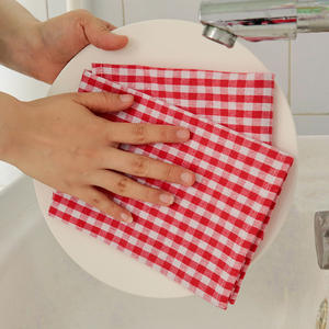 Manteles individuales de algodón estilo japonés de 40x60 cm, rectangulares, con diseño a cuadros azules para uso en la mesa del hogar. - Product Image 2