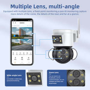 Nouvelle caméra IP CCTV à double capteur 4MP, caméra de sécurité PTZ étanche pour extérieur, avec surveillance WIFI, éclairage de rue - Product Image 4