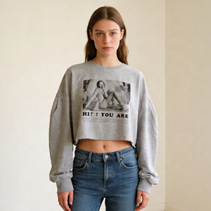 Sweat-shirt court personnalisé à imprimé graphique pour femmes - Product Image 2