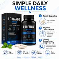 L-Théanine 400mg, Complément Nootropique avec Vitamine B6 et Thé Vert Décaféiné pour la Calme et la Concentration, Capsules Végétales Marque Blanche OEM
