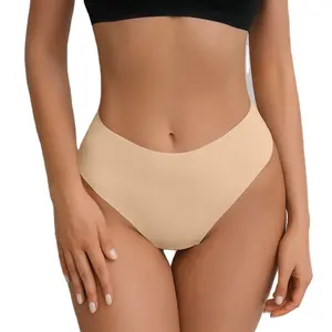 Sexy Seamless Anti Camel Toe Proof Women Underwear High Waist Ice Silk Cotton Briefs Thongs for Ladies