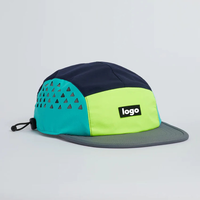 Casquette de Campeur à 5 Panneaux en Nylon, Haute Qualité, Vente en Gros, Logo Personnalisé, Écusson, Non Structurée, Trous Découpés au Laser, Idéale pour la Course