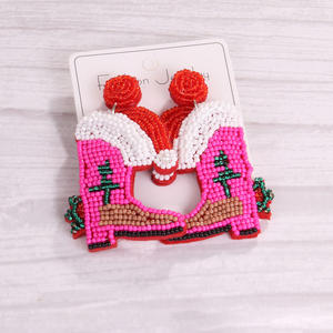 Boucles d'oreilles en perles de rocaille de Style arbre de Noël boucles d'oreilles en perles faites à la main pures boucles d'oreilles de bijoux de mode ethniques prêtes à être expédiées - Product Image 3