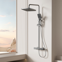SANIVITAL Robinet de douche mural au design moderne, gris anthracite, en aluminium, mitigeur eau chaude et froide, ensemble de douche
