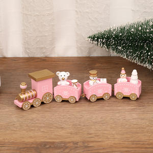 PUSELIFE Noël Petits Trains <span class=keywords><strong>En</strong></span> <span class=keywords><strong>Bois</strong></span> Coloré Durable 4-Chariot Miniature Ornement <span class=keywords><strong>De</strong></span> Vacances pour Décoration <span class=keywords><strong>De</strong></span> Table Intérieure - Product Image 6