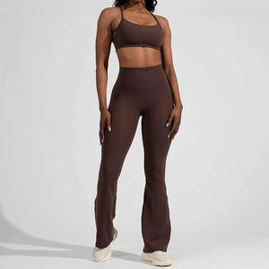 Nouvel ensemble de yoga 2 pièces pour femme, style uni, taille haute élastique, vêtements de sport, tenue de fitness, séchage rapide, XS - Product Image 1
