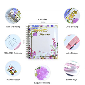 Miễn phí mẫu tùy chỉnh vàng xoắn ốc 2024 2025 A4 A5 hàng tuần hàng ngày kế hoạch máy tính xách tay in ấn - Product Image 2