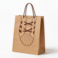 Sac en papier kraft de luxe blanc recyclable avec motif de baskets imprimé sur mesure en 3D, lacets, emballage de vente au détail pour magasin de chaussures