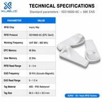 Etiqueta Antirrobo UHF RFID EAS Impinj R6p, Etiqueta de Seguridad para Comercios Minoristas, Etiqueta RFID Acústica Magnética de 960 MHz, Plástico ABS, 58K