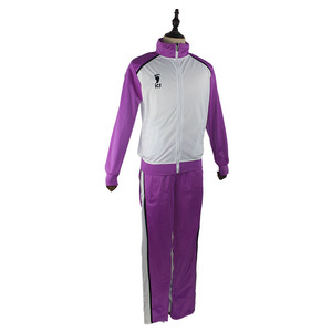 Shiratorizawa Academy Tracksuit Set Purple White Unisex Breathable Cotton Daily Wear - Product Image 2