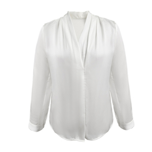 Nieuwe Aankomst Vrouwen <span class=keywords><strong>Blouses</strong></span> Kraag Effen Kleur V-hals Shirt Lange Mouw Wit Dames Shirts Blouse - Product Image 5