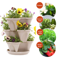 1/2/3/4/5 pièces Pots de fleurs empilables en plastique verticaux Porte-plantes pour semis Décoration de jardin Pots de plantation Pots empilables