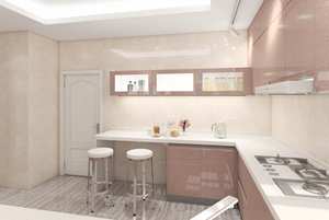 Cuisine modulaire en forme de U moderne avec portes en contreplaqué brillant, design classique, îlots de cuisine en bois - Product Image 5