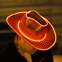Halloween Navidad Acción de Gracias Fiesta Concierto Espectáculo Parpadeante Jazz Cap Brillante LED Parpadeo Iluminar EL Wire Cap
