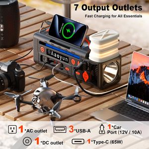 Système de stockage d'énergie solaire portable multifonctionnel Aaoyun avec onduleur à onde sinusoïdale pure et panneau solaire pour le camping, les activités de plein air et les situations d'urgence - Product Image 1