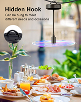 Ventilateur anti-mouches holographique portable de haute qualité avec lumière, alimenté par électricité/batterie, pour les tables d'extérieur, les voitures, les foyers